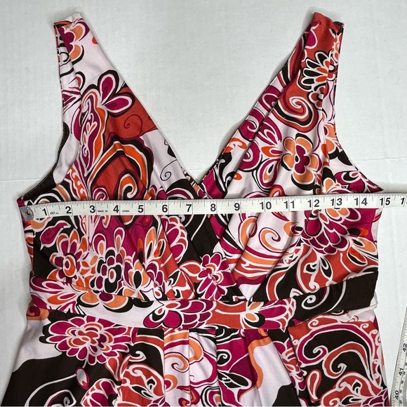 Metro 7 Size Medium (8-10) Orange Retro Surplice Sleeveless Dress - Picture 7 of 10